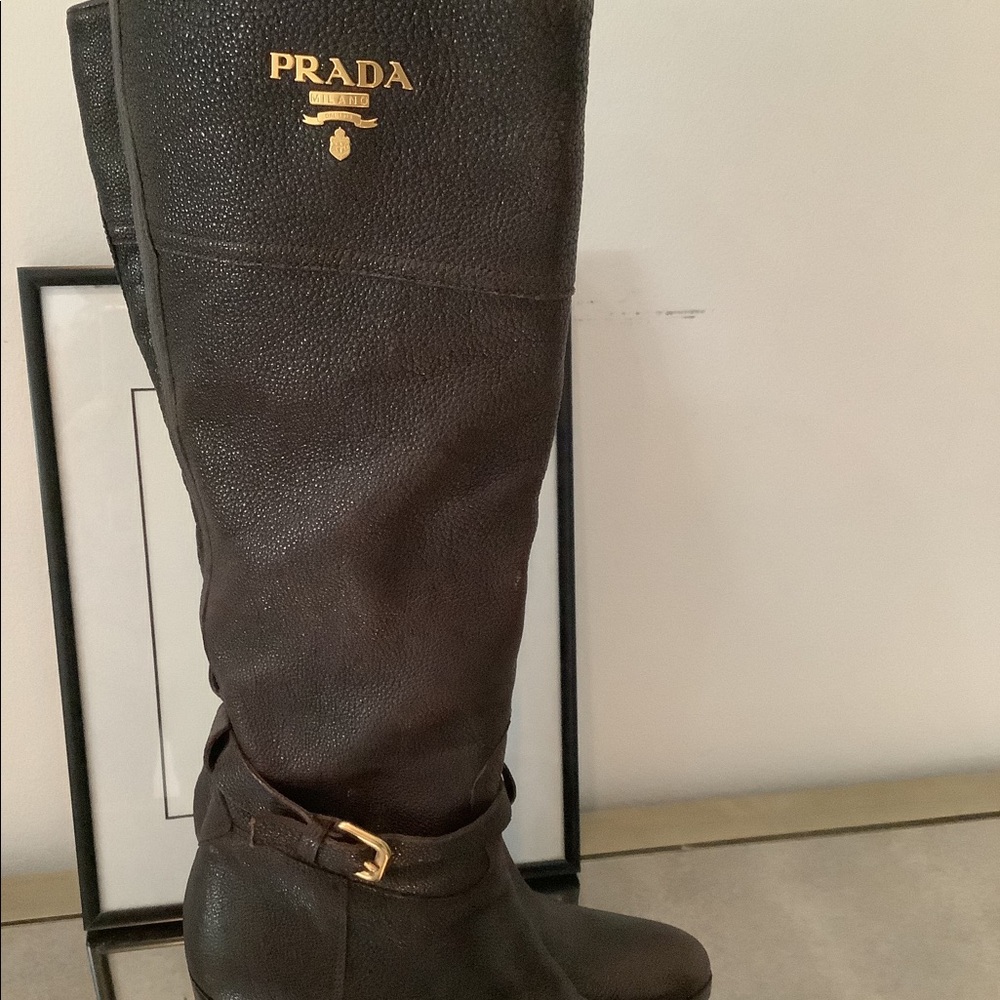 Prada Pebble Leather Boots